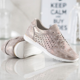 Kylie Ažurne kožne cipele smeđa zlatni 2