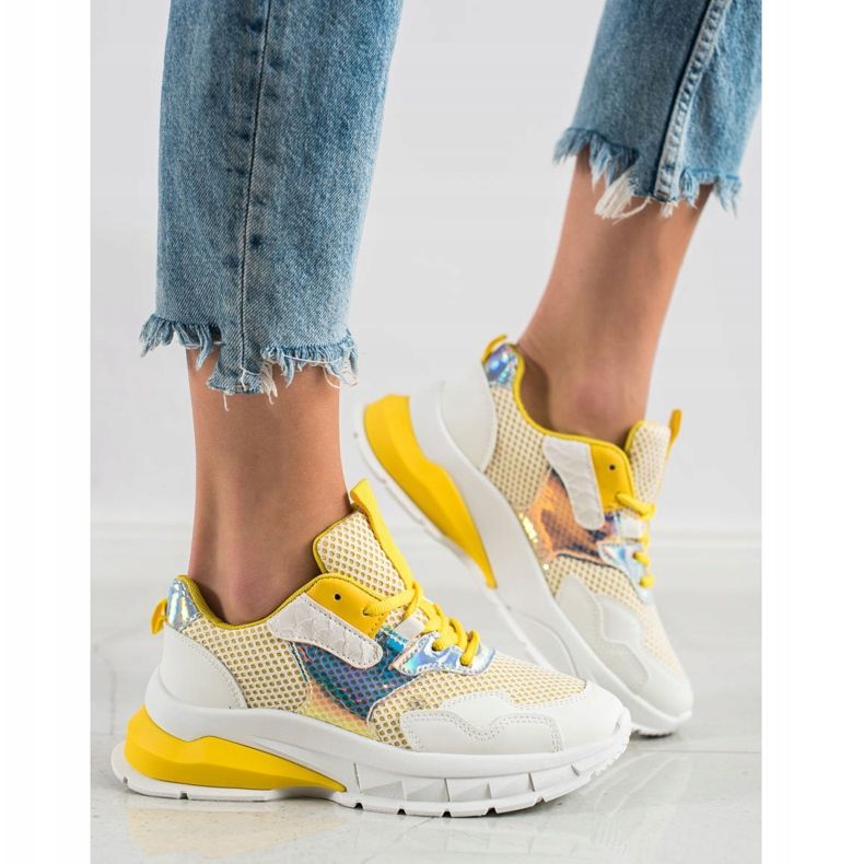 SHELOVET Modne tenisice bijela višebojan žuta boja 2