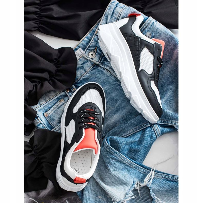 SHELOVET Ležerne tenisice od eko kože bijela crno 1