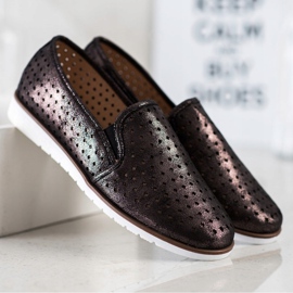 Kylie Sjajni ažurni sliponi smeđa 1