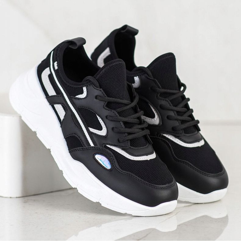 SHELOVET Ležerne crne tenisice crno 2