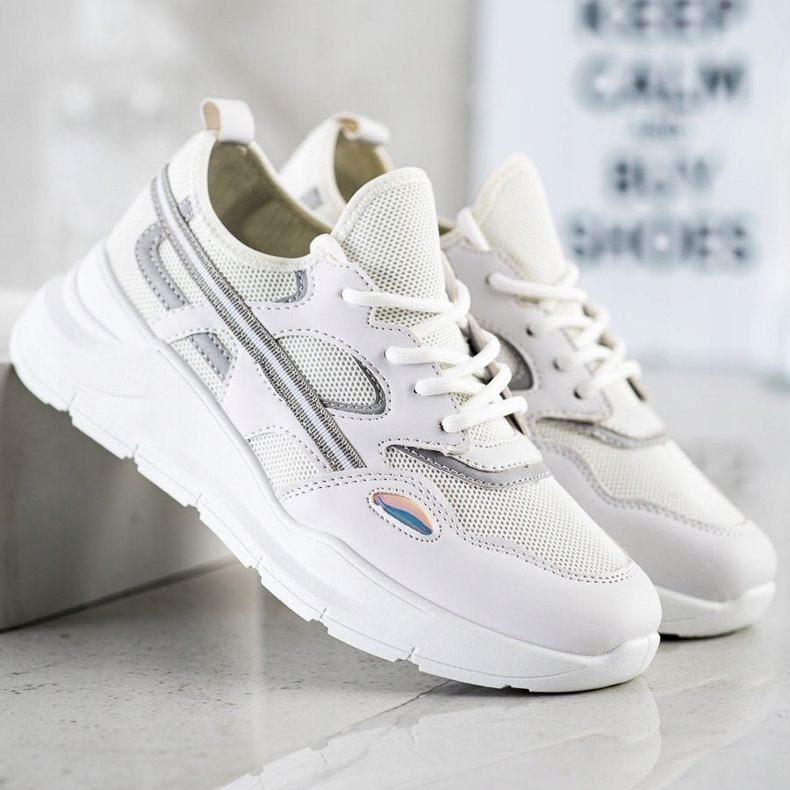 SHELOVET Ležerne bijele tenisice bijela siva 1