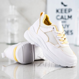 SHELOVET Udobne bijele tenisice bijela žuta boja 1