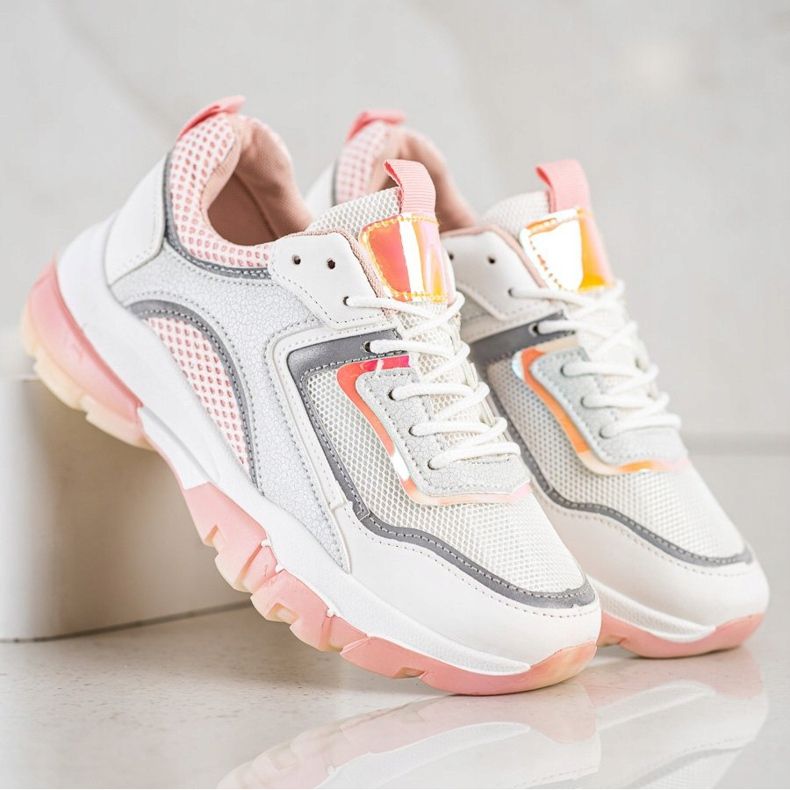 Ideal Shoes Tenisice sa umetkom sa sjajem bijela 2
