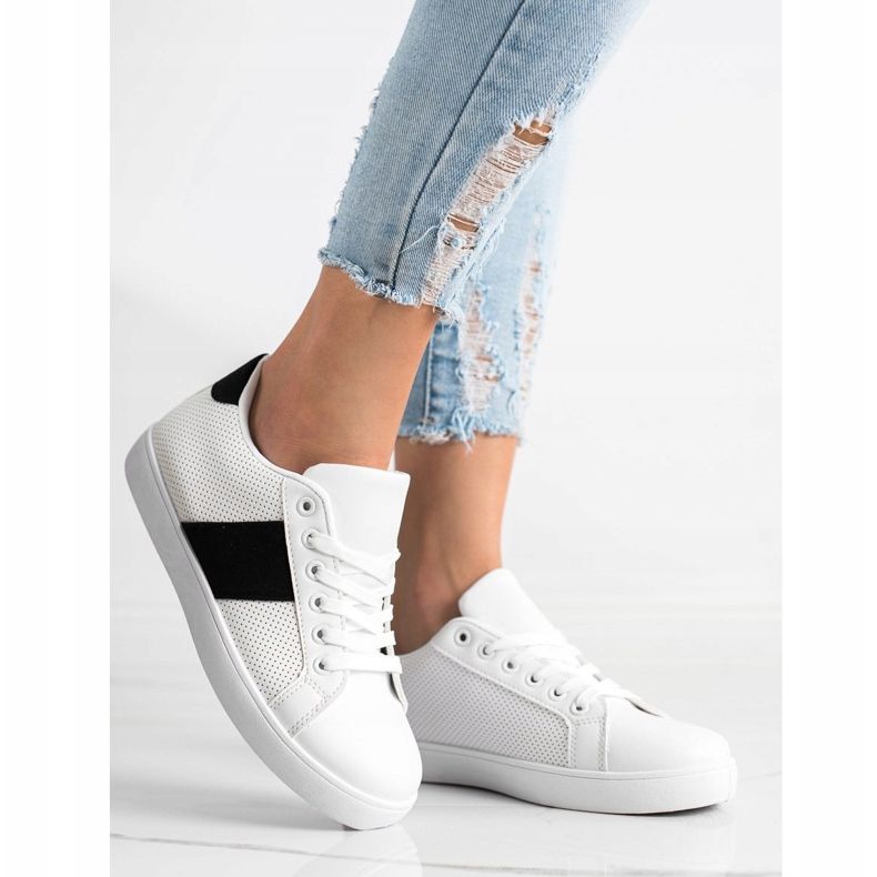SHELOVET Ažurne tenisice s eko kožom bijela 1