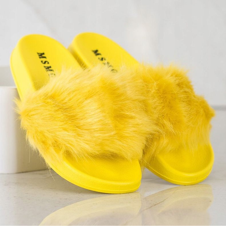 SHELOVET Gumene papuče s krznom žuta boja 1