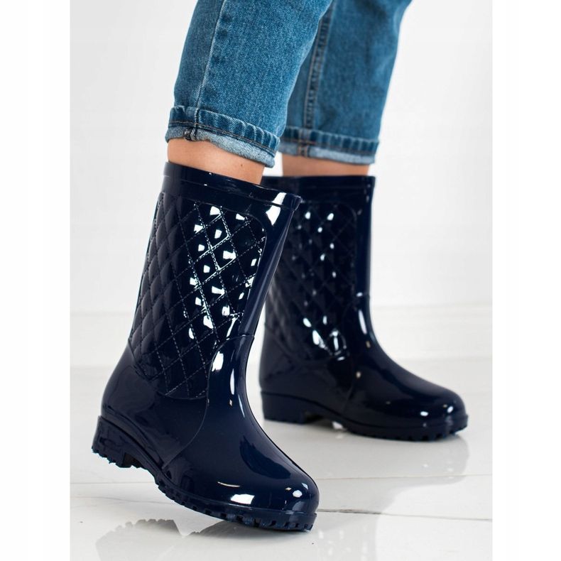 Bona Shiny Quilted Wellies tamnoplava 1