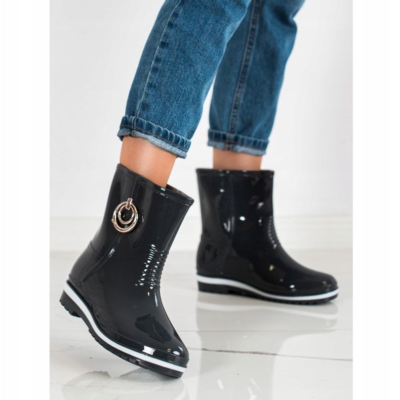 Bona Galoše sa zlatnim ukrasom crno 1