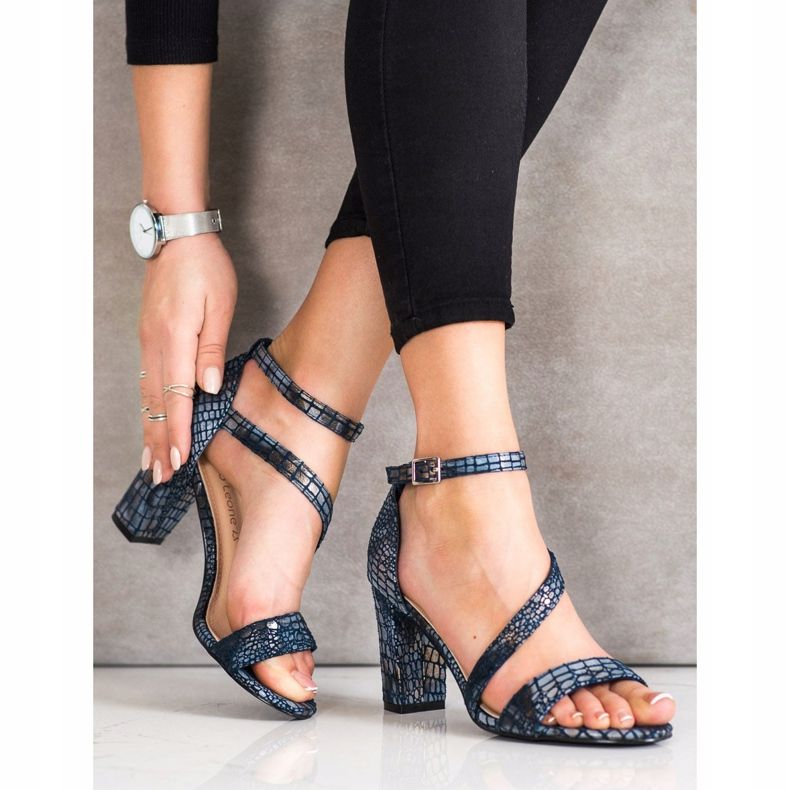 Sergio Leone sandale sa zmijskim printom plava 2
