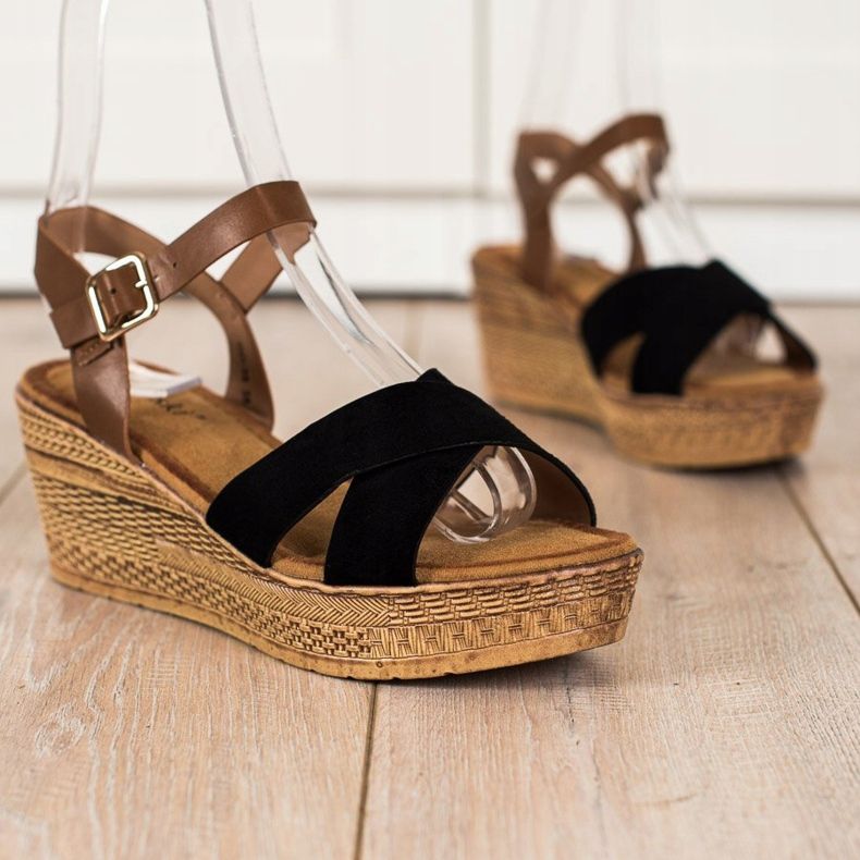 S. BARSKI Sandale Na Koturnie S.BARSKI smeđa crna 1