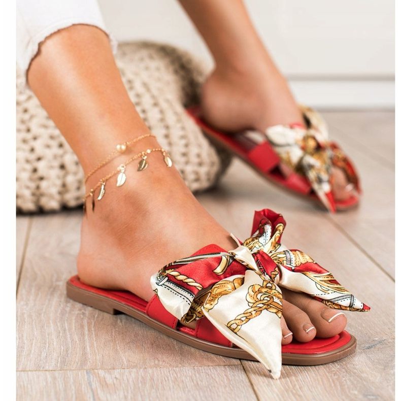 Seastar Elegantne papuče s ukrasnom mašnom crvena 1