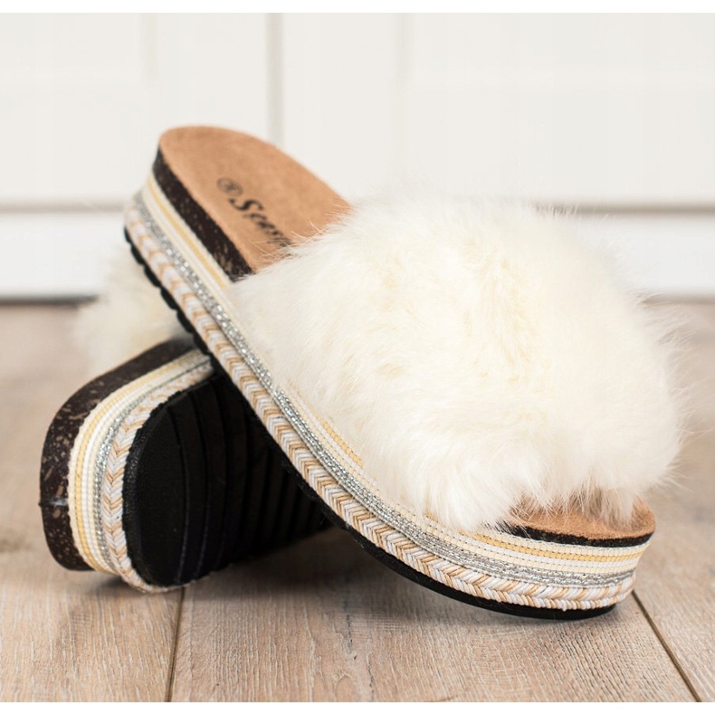 Seastar Modne papuče na dekorativnoj platformi bijela 1