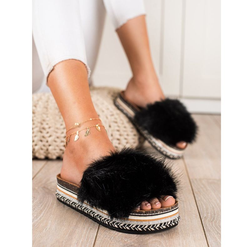 Seastar Modne papuče na dekorativnoj platformi crna 1