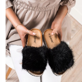 Seastar Modne papuče na dekorativnoj platformi crno 2