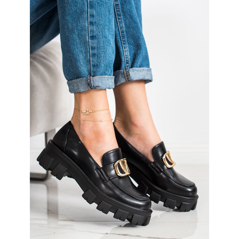 Seastar Mokasine na modnoj platformi crno 1