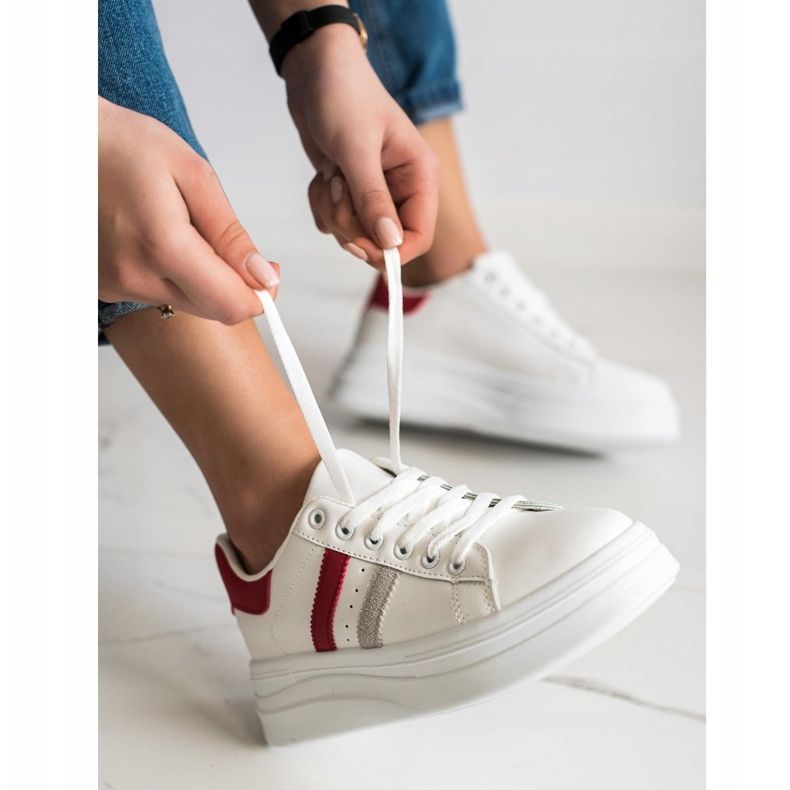 SHELOVET Tenisice s umetcima od antilopa bijela 2