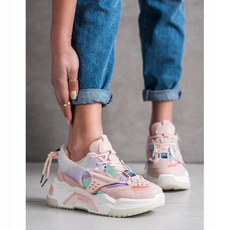 SHELOVET Šarene modne tenisice ružičasta višebojan 1