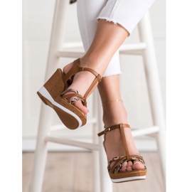 Sergio Leone sandale na klin smeđa 2