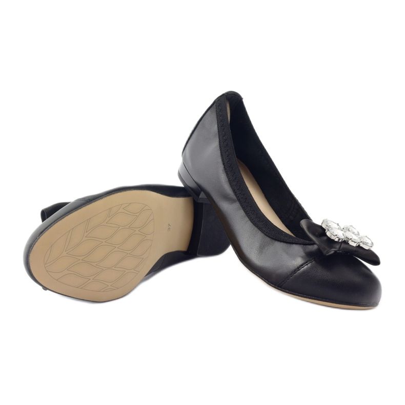 Ženske balerine s lukom i kristalima 1402 Black Gamis crno 3
