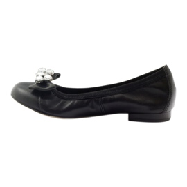 Ženske balerine s lukom i kristalima 1402 Black Gamis crna 2