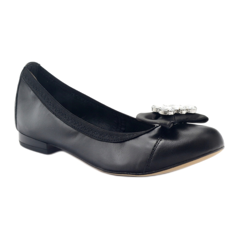Ženske balerine s lukom i kristalima 1402 Black Gamis crna 1