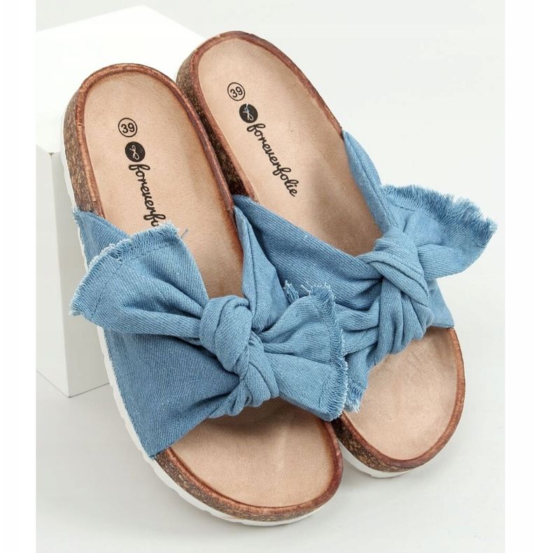 Plave pamučne papuče WS11 L.BLUE od pluta plava 1