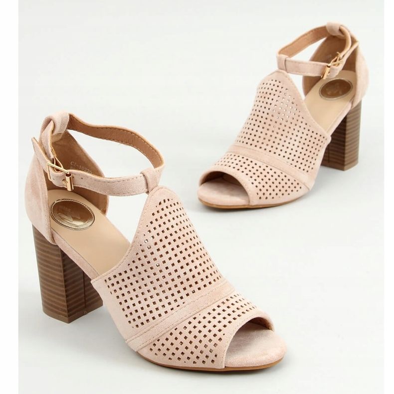 Bež sandale na petu s otvorenim prstima CZ-10220 Bež 1