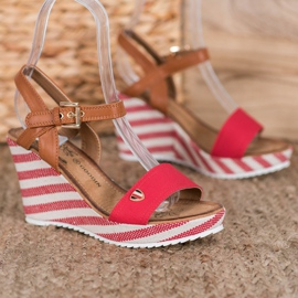 Goodin Modne sandale na klin smeđa crvena raznobojna 1