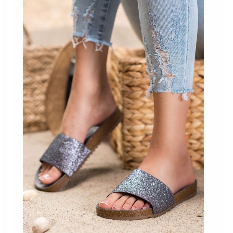 Filippo Grafitne papuče sa sjajem siva 1