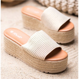 Weide Papuče na platformi od slame zlatna 1