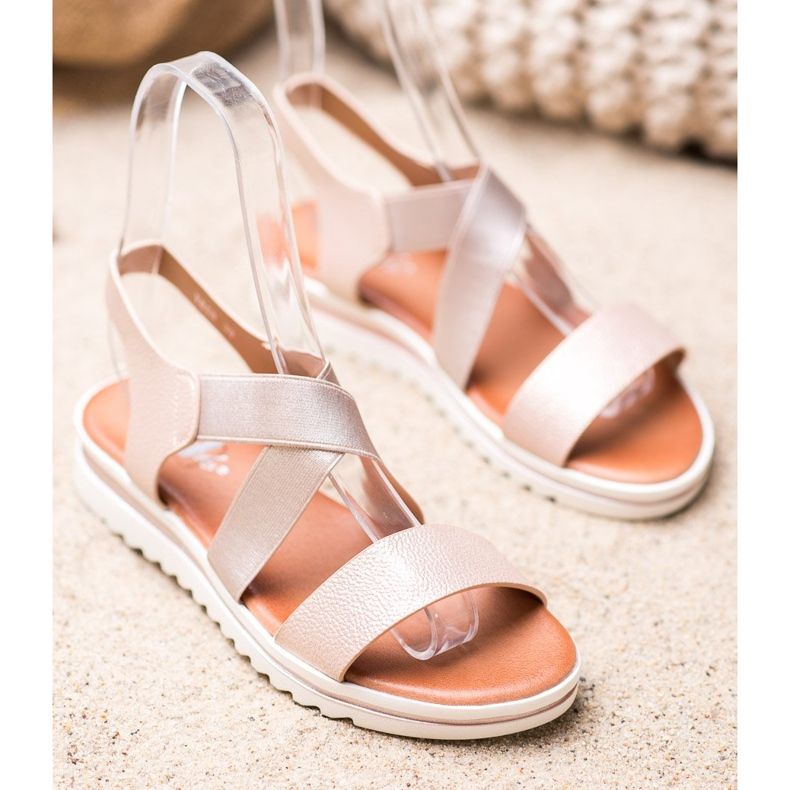 Weide Sandale na platformi bež zlatna 1