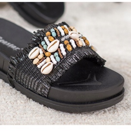 Seastar Crne papuče s školjkama crno 1