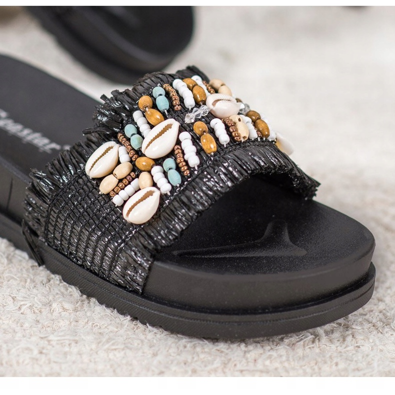 Seastar Crne papuče s školjkama crna 1