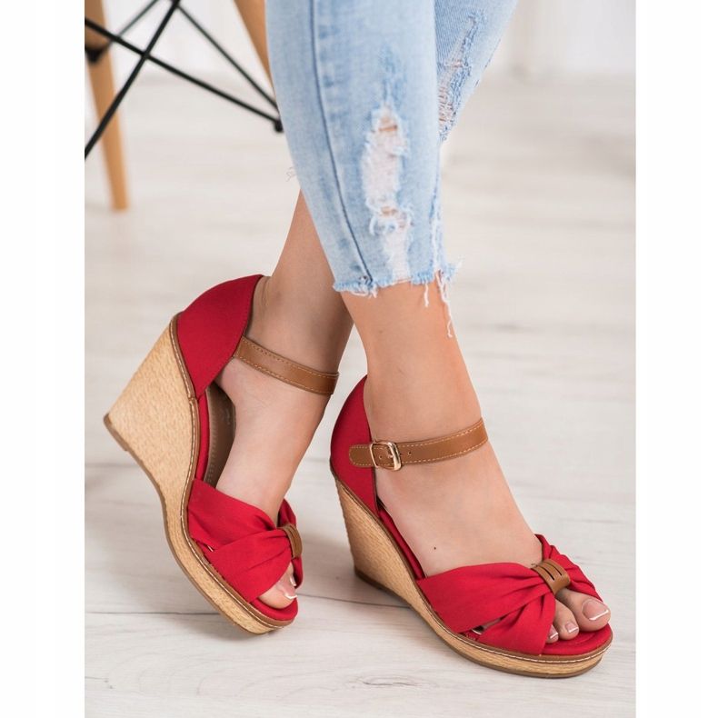 SHELOVET Sandale s visokim potpeticama crvena 1