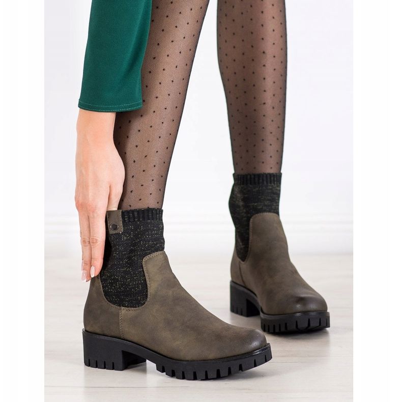 M.Daszyński Klizne čizme na platformi zelena 1
