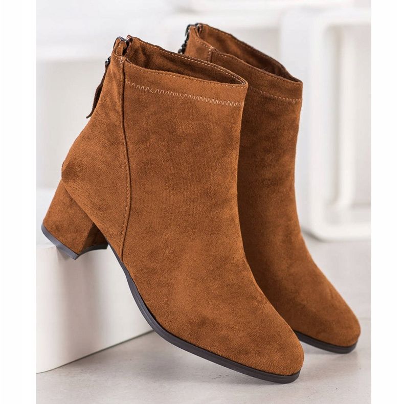 Sabatina Camel Booties On A Post smeđa raznobojna 2