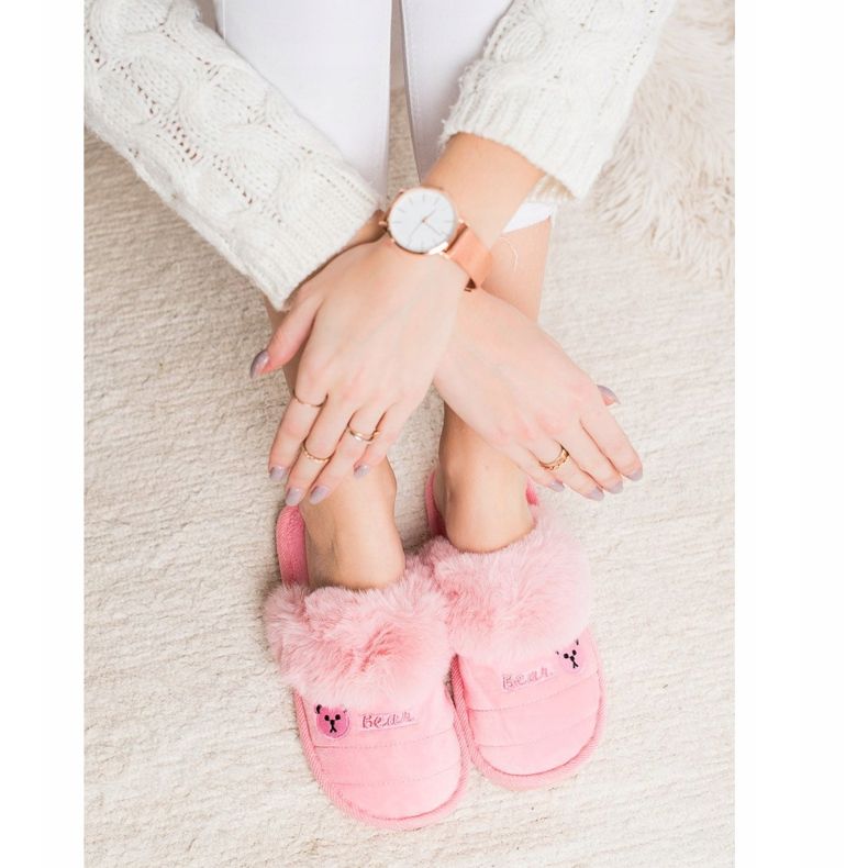 Bona Papuče s medvjeđim krznom ružičasta 1