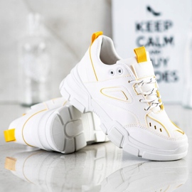 SHELOVET Modne bijele tenisice bijela žuta boja 1