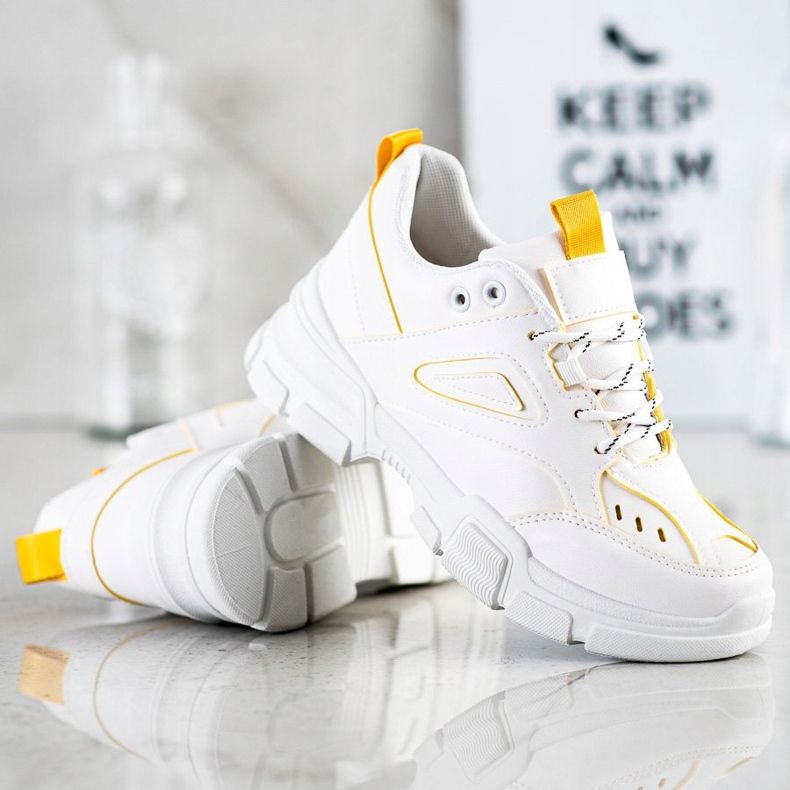 SHELOVET Modne bijele tenisice bijela žuta boja 1