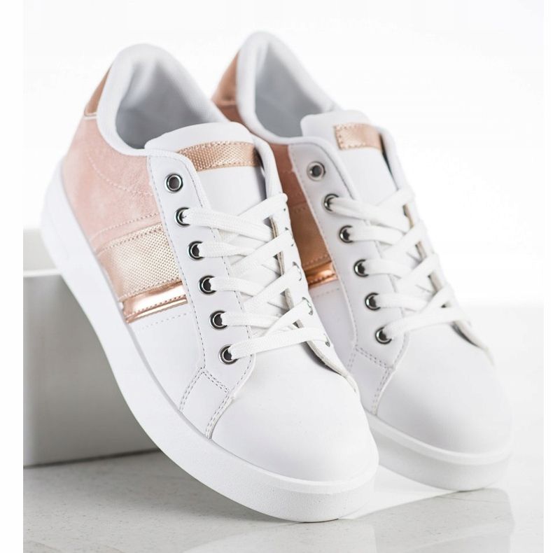 SHELOVET Sportske cipele s umetkom od antilopa bijela ružičasta 2