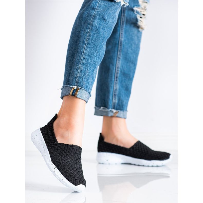 Sabatina Crni pleteni sliponi crno 2