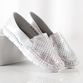 Goodin Srebrne kožne mokasine siva 2