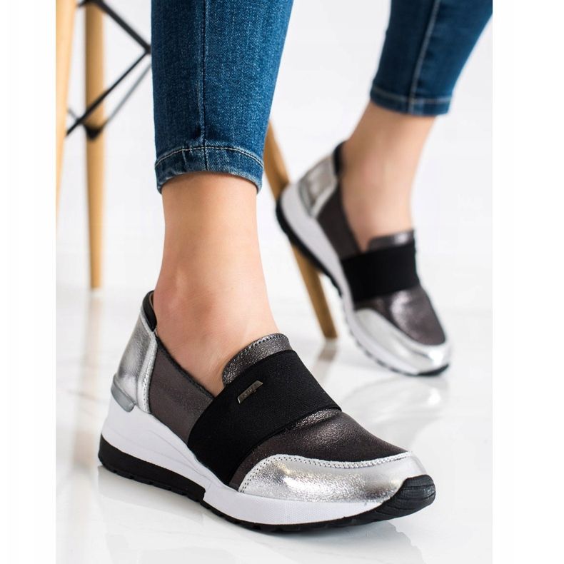 Goodin Srebrne kožne tenisice srebro siva 1