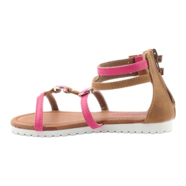 American Club Gladiator sandale dječje cipele na američkom ružičastom zatvaraču ružičasta smeđa bijela 2