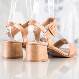 Kylie Pletene sandale na visoku petu smeđa 1