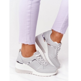 Kožne tenisice na klin S.Barski siva 2