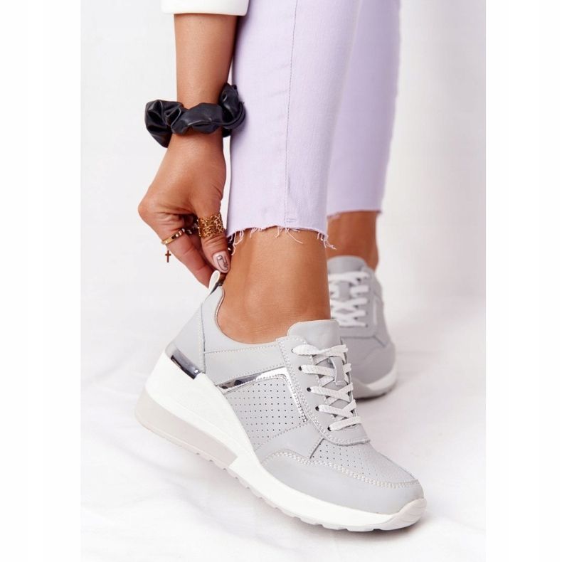 Kožne tenisice na klin S.Barski siva 1