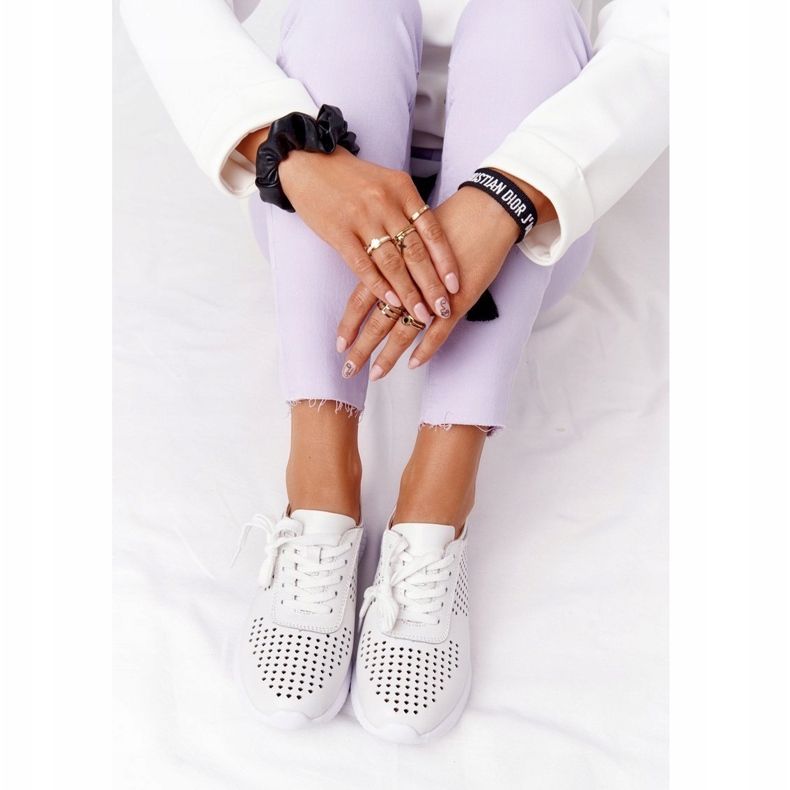 S.Barski Ažurne kožne sportske cipele S. Bararski Bijela 1