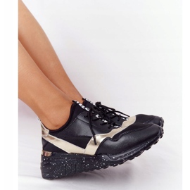 Kožne tenisice na klin S.Barski crno -zlatne crna 1