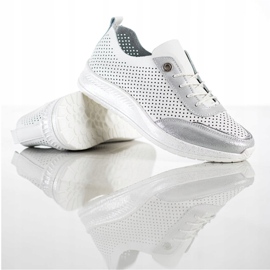 Goodin Bijele i srebrne kožne tenisice bijela 1